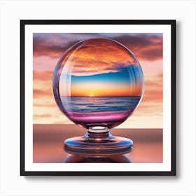 Vivid Colorful Sunset Viewed Through Beautiful Crystal Glass Mirrow, Close Up, Award Winning Photo (5) Art Print