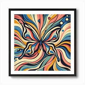 Colourful Block Print Butterfly Abstract III Art Print