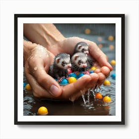 Ferrets In Water Art Print