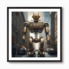 Golden Robot In The City Poster