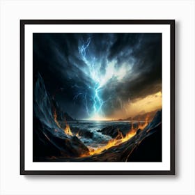 Impressive Lightning Strikes In A Strong Storm 23 Art Print