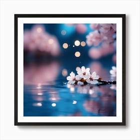 Lights on the Cherry Blossom Lake Art Print