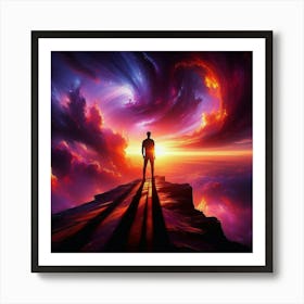 Man Standing On Top Of Mountain 2 Art Print