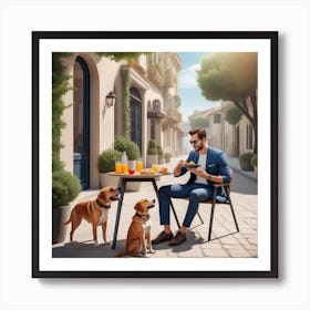 Lunch With My Dogs(1) Art Print