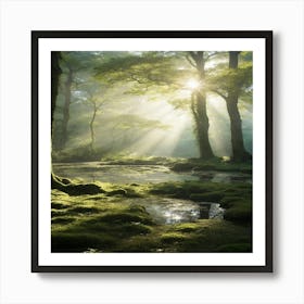 Sunrise In The Forest Art Print