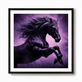 Black Horse In Space 1 Art Print