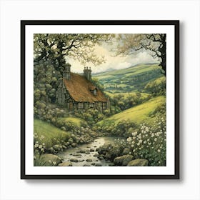 Cottage In The Valley Art Print