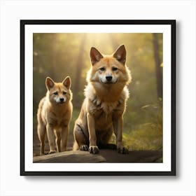 Two Kangaroos In The Forest Art Print