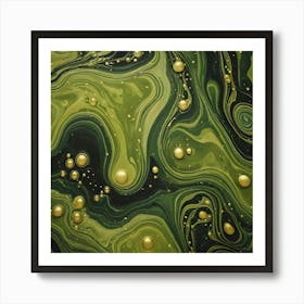 olive gold abstract wave art 22 Art Print