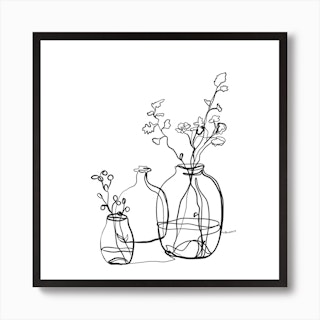 Flower Jars Line Art Print