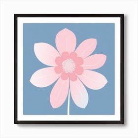 A White And Pink Flower In Minimalist Style Square Composition 137 Art Print