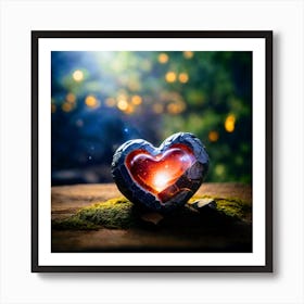 Photoreal Beautiful Air Stone Heart With Magic Shining 1 2 Art Print