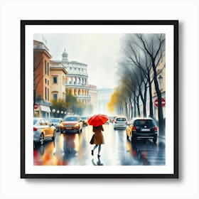 Rainy Day In Rome Art Print