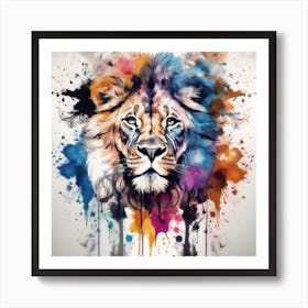 Ink Blot lion Portraits Art Print