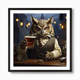 Owl At Bar 1 Art Print