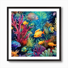Fish Canvas Art, Sea Life Canvas, Underwater Painting Reproduction, Vibrant  Colorful Art 