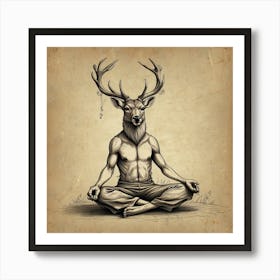 Deer Meditating Art Print