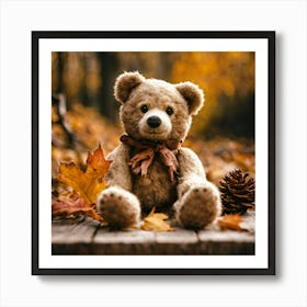 Autumn Teddy Bear Art Print