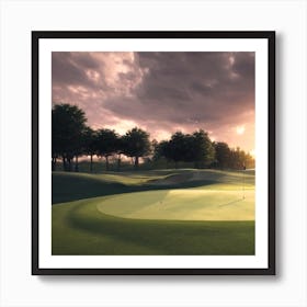 Sunset Golf Course Art Print