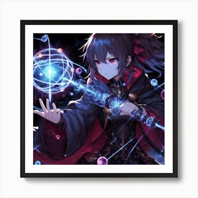 Anime Girl Holding A Magic Wand Art Print