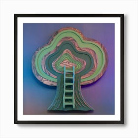 A Wall Art Of A Stylized Abstract Tree With A Ladd Brityicfrhclrm0r Eo2sq Ahnc8iintkakxz4jhb4ybw Art Print