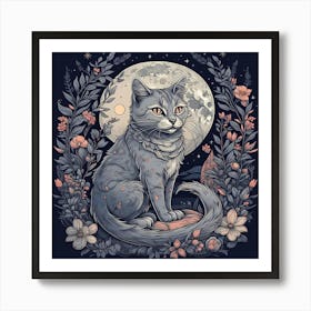 Cat In The Moonlight Art Print