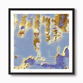 Blue And Gold Metalic Abstract Pine Trees Art Print