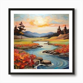 Sunset River Art Print