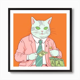 Cat In A Suit Art Print