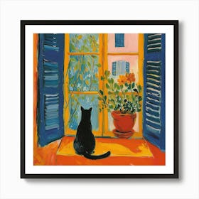 Cat At The Window Art Print