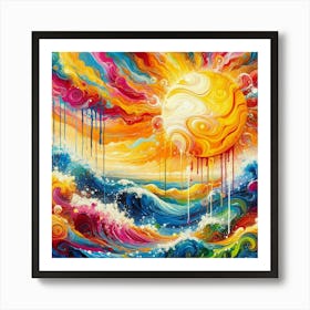 Sun Rising Over The Ocean Art Print