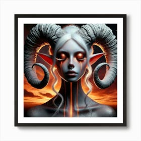 Demon Girl With Horns 8 Art Print