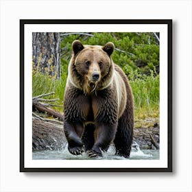 Brown Bear In Yellowstone National Park Art Print