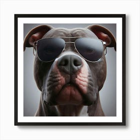 Pit Bull in Sunglasses Art Print