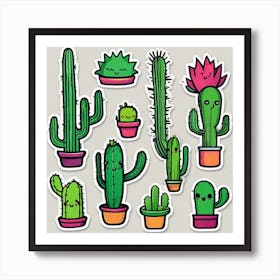 Cactus Stickers 6 Art Print