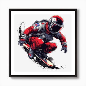 Astronaut Snowboarding 1 Art Print