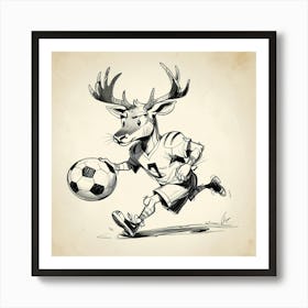 Deer Running With Soccer Ball Art Print