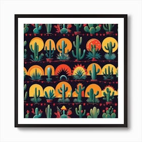 Cactus Pattern 23 Art Print