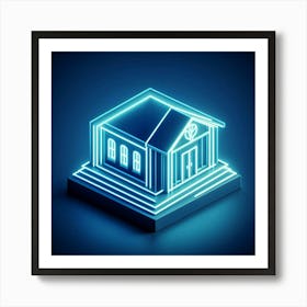 Neon House Icon Art Print