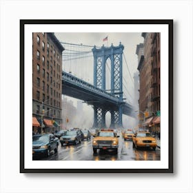 Brooklyn Bridge Dusty and foggy Art Print