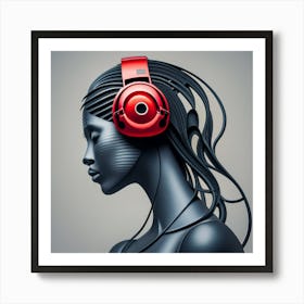 Woman With Headphones 53 Art Print