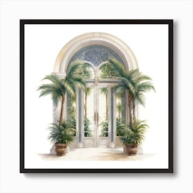 Front Door With Palm Trees Art Print