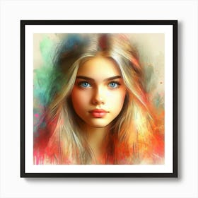 Portrait Of A Girl With Blue Eyes 5 Art Print