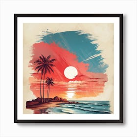 Sunset At The Beach Art Print