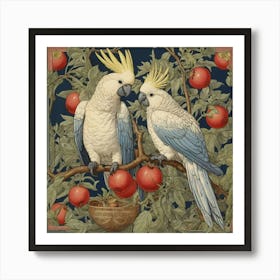 Cockatoo And Pomegranate Blue Walter Crane Art Print 3 Art Print