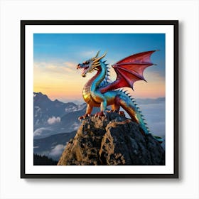 Firefly Majestic Iridescent Dragon On Mountain Peak 73580 (2) Affiche