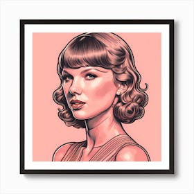 Taylor Swift Side Profile Pink Art Print