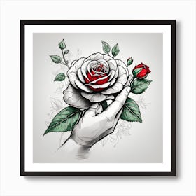 Hand Holding A Rose 2 Art Print