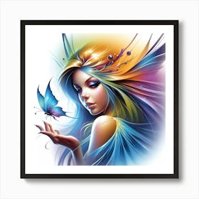 Fairy Girl With Butterfly Art Print