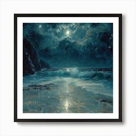 Moonlight On The Beach Art Print